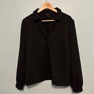 Talbots Women's Black Casual Long Sleeve Cuffed Shirt Size L heavy knit v-neck